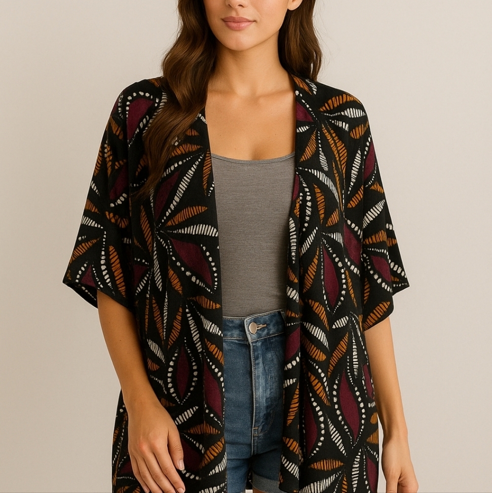 NWOT Lularoe Boho High Low Kimono Large Oversized Cottagecore Colorful Print